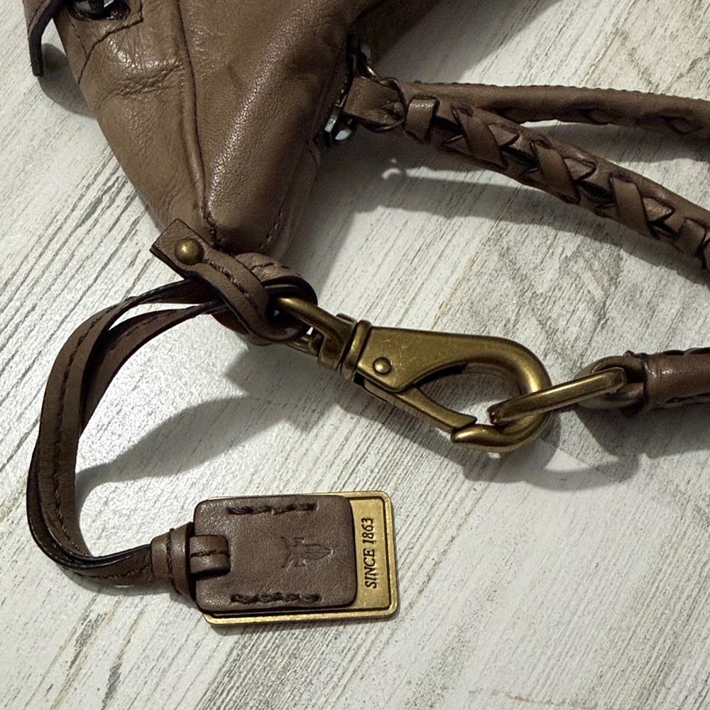 Frye Jennie Taupe Hobo Leather  Bag with Braided Strap - Picture 13 of 16